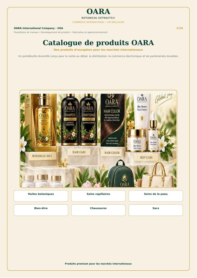 Couverture du catalogue de produits OARA en français