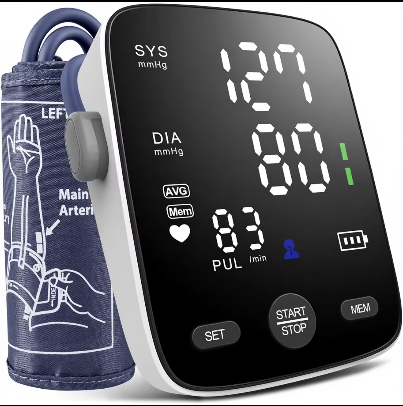 Automatic upper-arm blood pressure monitor with cuff