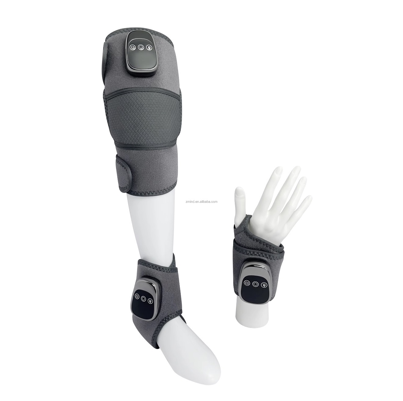 EMS massager shown on wrist arm and ankle