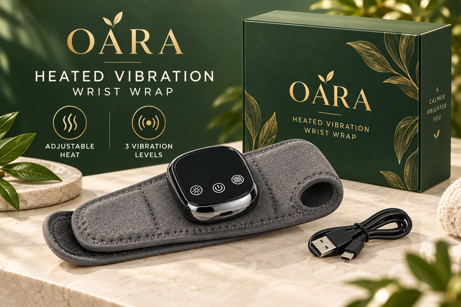 OARA heated vibration wrist wrap with USB cable