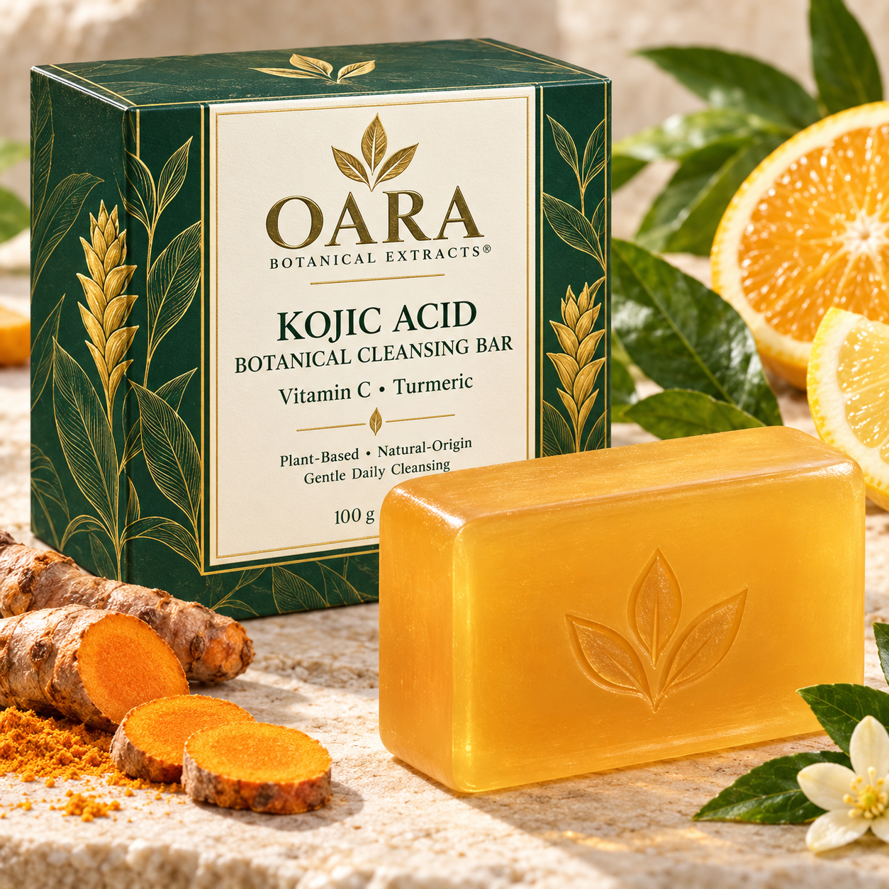 OARA Kojic Acid Botanical Cleansing Bar with turmeric and citrus