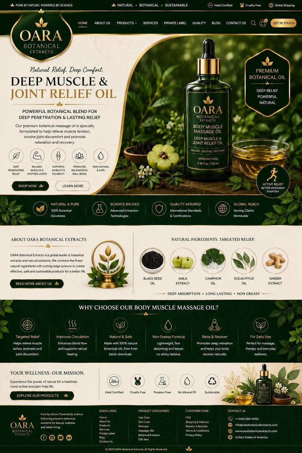 OARA Deep Muscle and Joint Relief botanical oil presentation without people