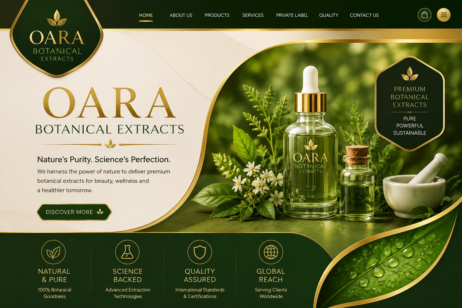 OARA Botanical Extracts premium oil production and botanical brand presentation