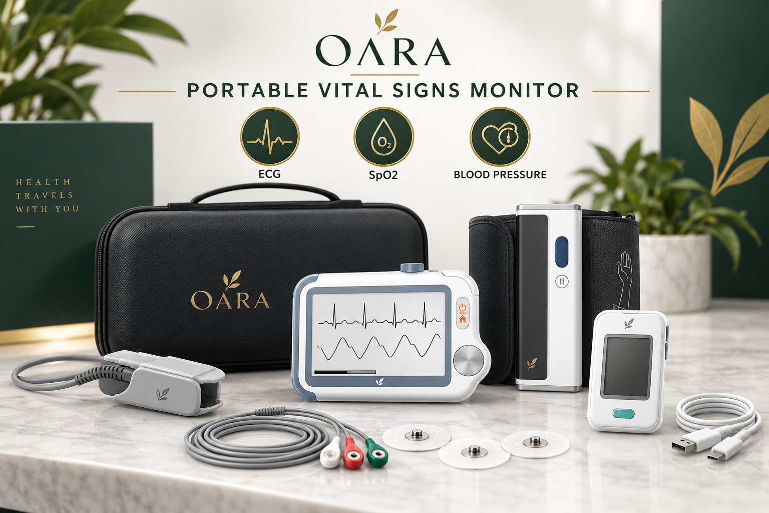 OARA portable vital signs monitor kit for ECG SpO2 and blood pressure