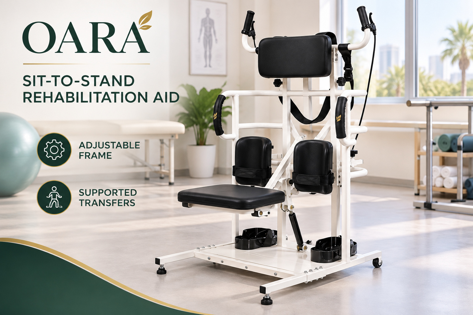 OARA sit-to-stand rehabilitation and transfer aid