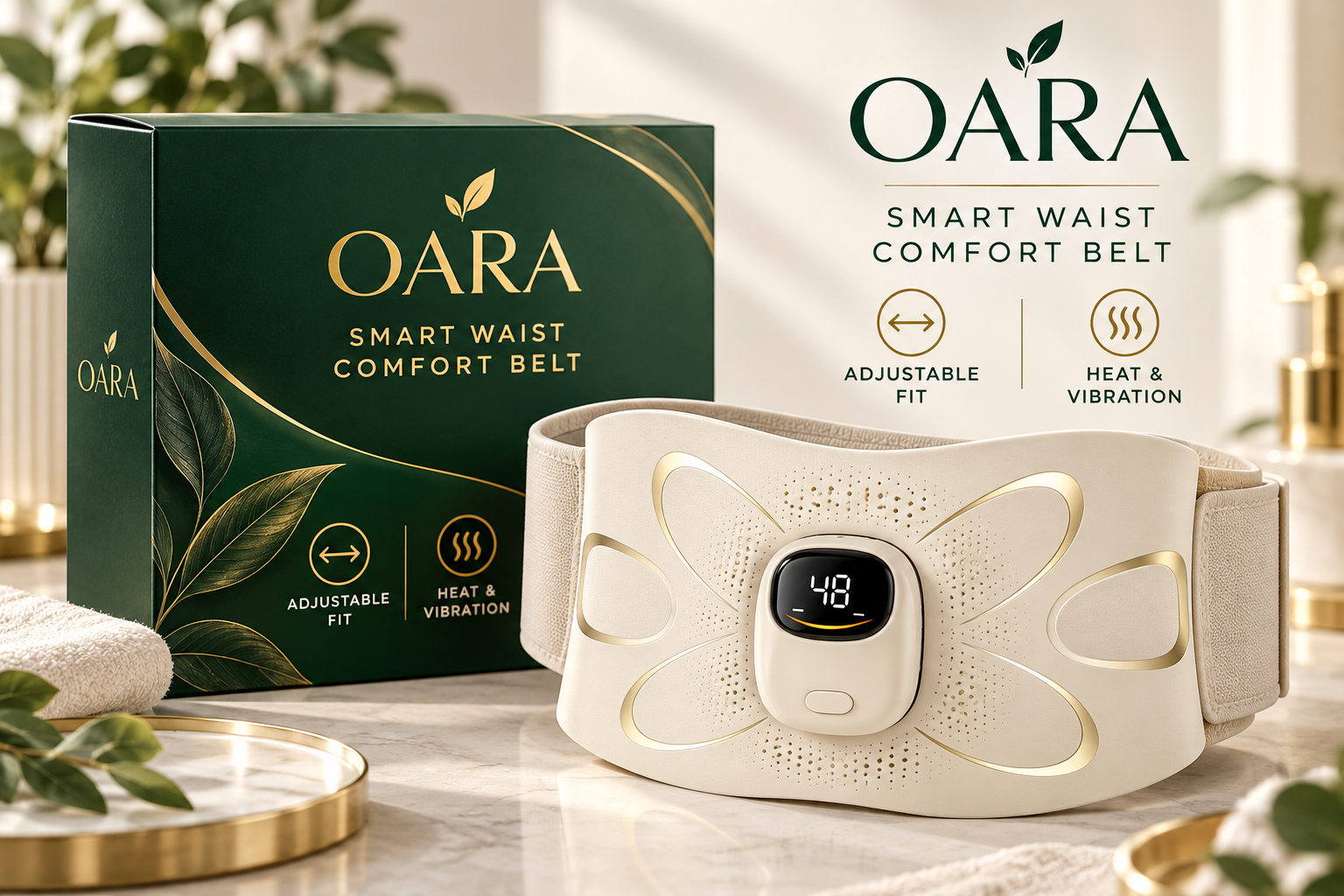 OARA smart waist comfort belt with adjustable fit heat and vibration